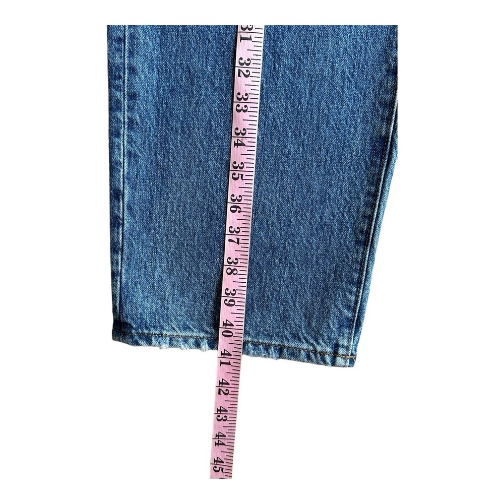 MADEWELL Wide 29" Inseam Leg Crop Destressed Denim Blue High Waist Sz 25 - Picture 6 of 14
